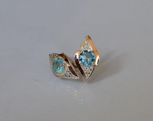 Серебряные серьги с золотыми вставками 145с