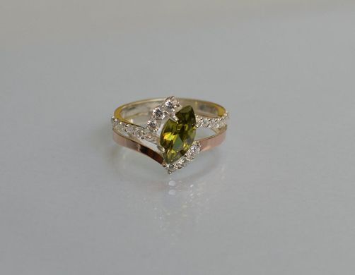 Серебряное кольцо с золотыми вставками 171к 15