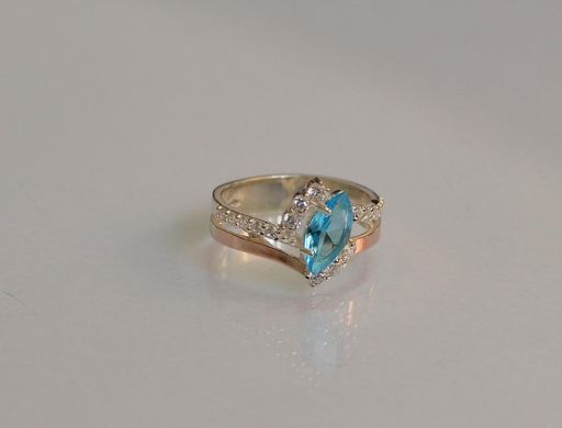 Серебряное кольцо с золотыми вставками 171к 15