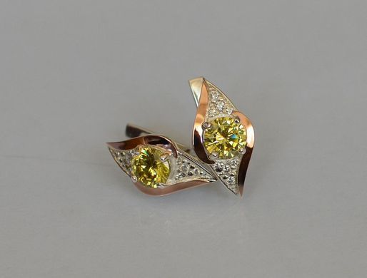 Серебряные серьги с золотыми вставками 145с