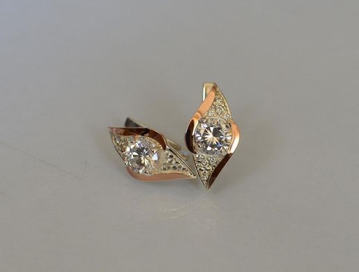 Серебряные серьги с золотыми вставками 145с