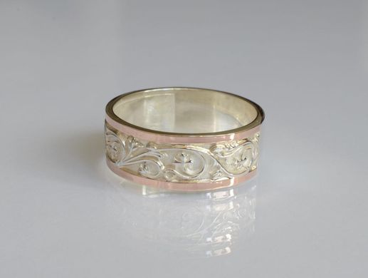 Обручальное кольцо из серебра с золотом Обр44 15