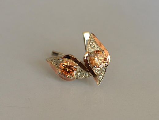 Серебряные серьги с золотыми вставками 145с