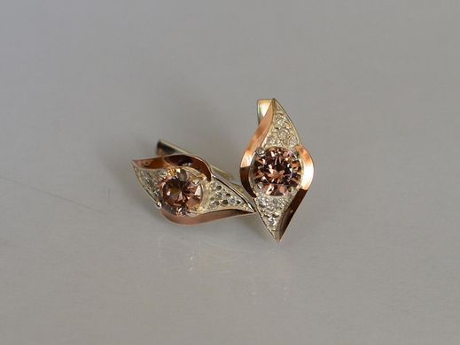 Серебряные серьги с золотыми вставками 145с