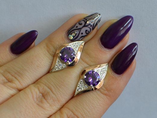 Серебряные серьги с золотыми вставками 145с