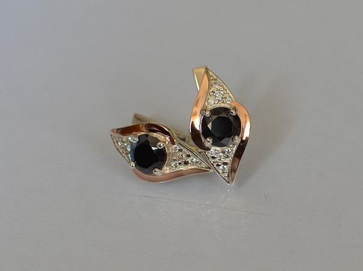 Серебряные серьги с золотыми вставками 145с