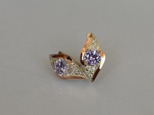 Серебряные серьги с золотыми вставками 145с