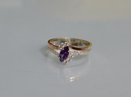 Серебряное кольцо с золотыми вставками 171к 15