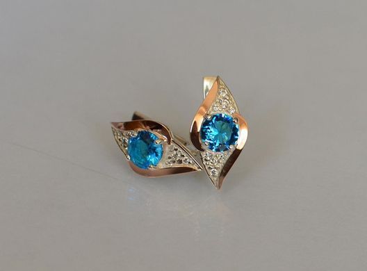 Серебряные серьги с золотыми вставками 145с
