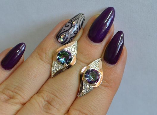 Серебряные серьги с золотыми вставками 145с