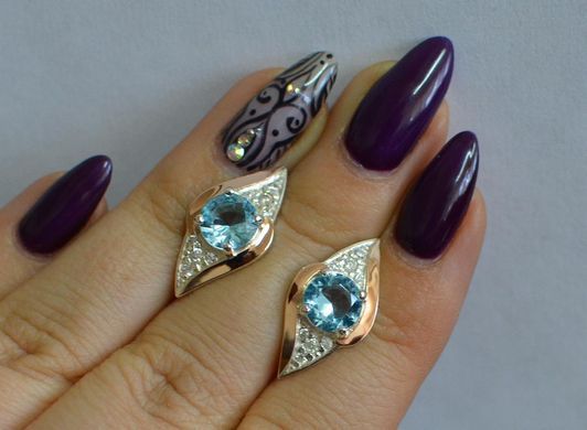 Серебряные серьги с золотыми вставками 145с