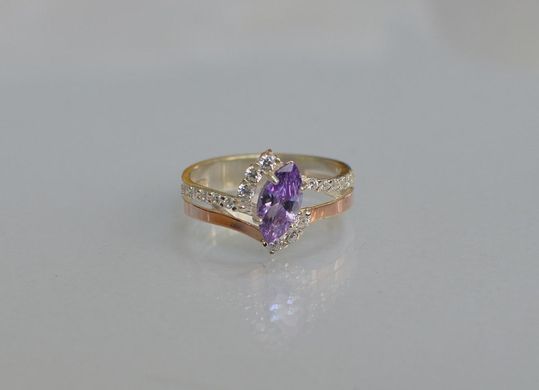 Серебряное кольцо с золотыми вставками 171к 15
