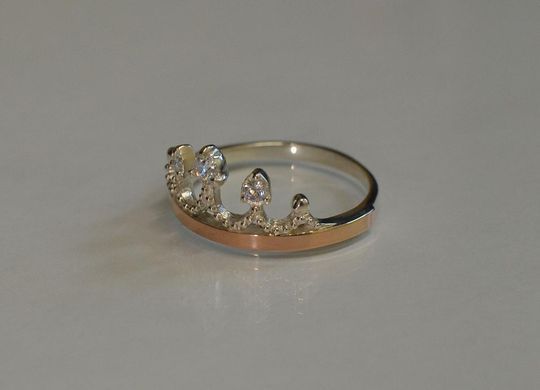 Серебряное кольцо с пластинами из золота 013к 20