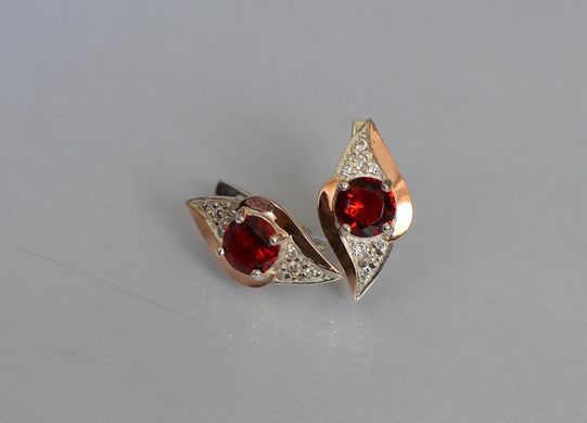 Серебряные серьги с золотыми вставками 145с