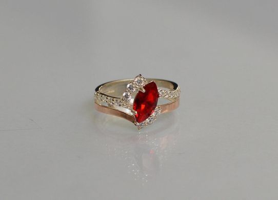 Серебряное кольцо с золотыми вставками 171к 15
