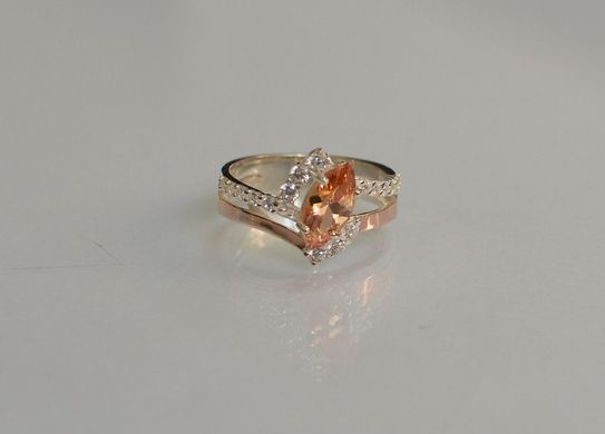 Серебряное кольцо с золотыми вставками 171к 15