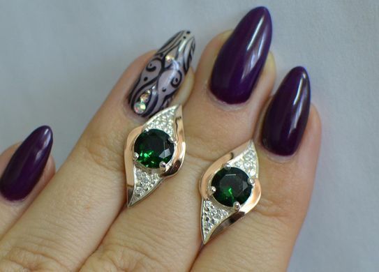 Серебряные серьги с золотыми вставками 145с