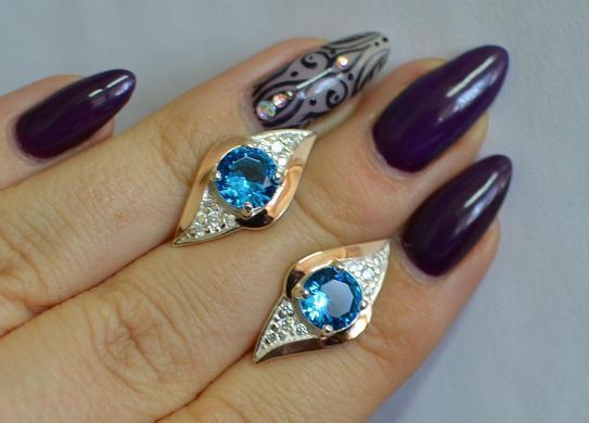 Серебряные серьги с золотыми вставками 145с