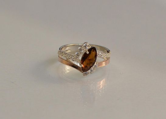 Серебряное кольцо с золотыми вставками 171к 15