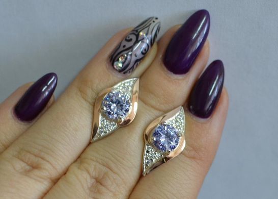 Серебряные серьги с золотыми вставками 145с
