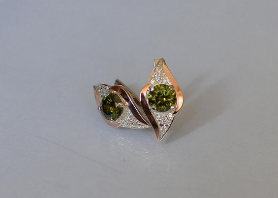 Серебряные серьги с золотыми вставками 145с