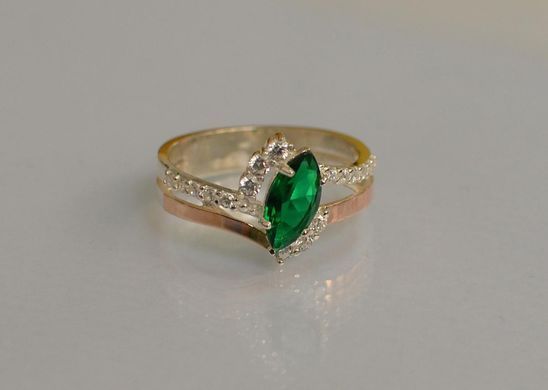 Серебряное кольцо с золотыми вставками 171к 15