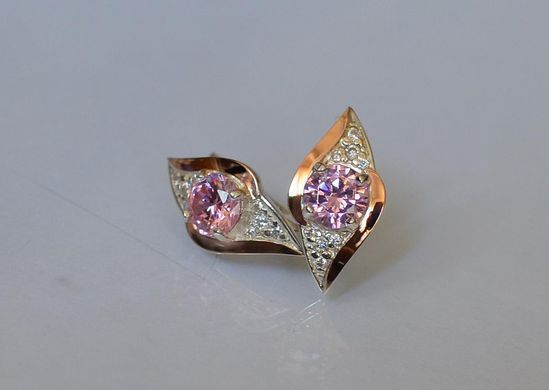 Серебряные серьги с золотыми вставками 145с