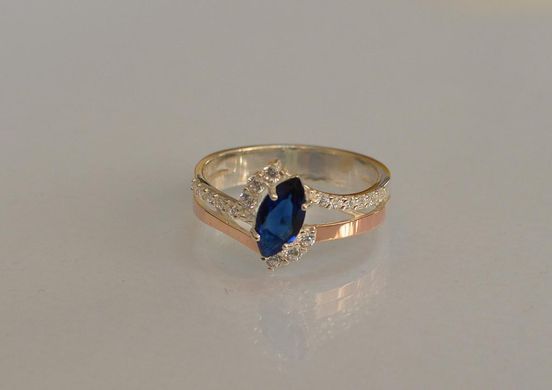 Серебряное кольцо с золотыми вставками 171к 15
