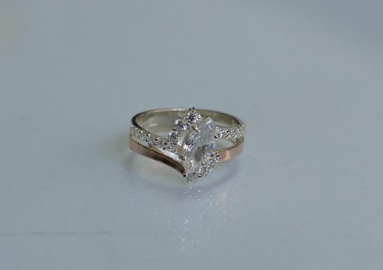 Серебряное кольцо с золотыми вставками 171к 15