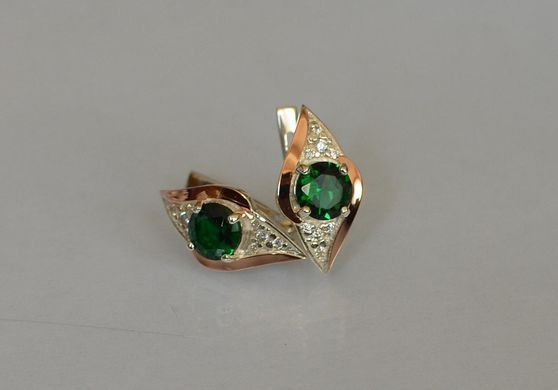 Серебряные серьги с золотыми вставками 145с