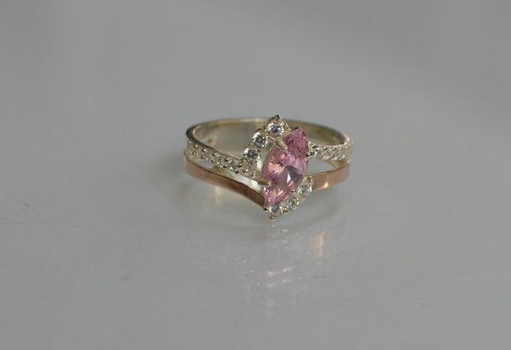 Серебряное кольцо с золотыми вставками 171к 15