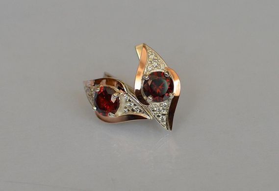 Серебряные серьги с золотыми вставками 145с