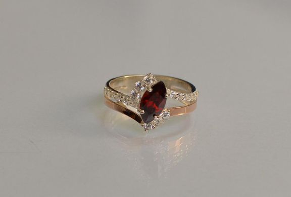 Серебряное кольцо с золотыми вставками 171к 15