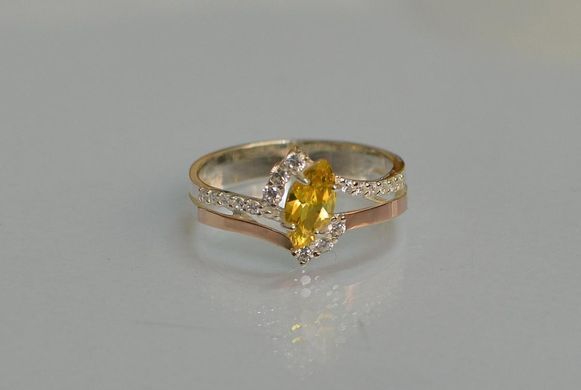 Серебряное кольцо с золотыми вставками 171к 15