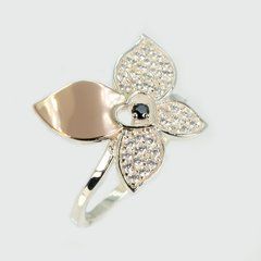 Серебряное кольцо с золотыми вставками 326к 22