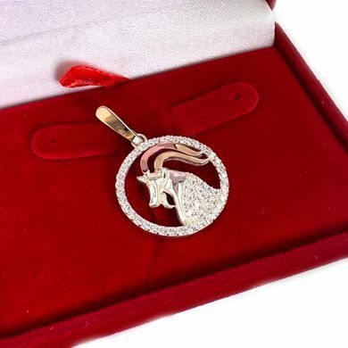 Подвес знак зодиака "Козерог" из серебра с пластинами золота (1043п)