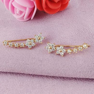 Серьги каффы Xuping Цветочки медицинское золото позолота 18К А/В 1-0301