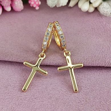 Серьги подвески Xuping Крестики медицинское золото позолота 18К А/В 1-4352