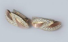 Серебряные серьги с пластинами из золота 073с