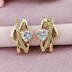 Серьги Xuping медицинское золото позолота 18К английский замок А/В 1-4174