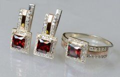 Серебряный набор с золотыми пластинами 048 22