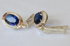 Серебряные серьги со вставками из золота 037с