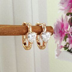 Серьги скоби Xuping Сердечки медицинское золото позолота 18К А/В 1-4035