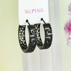 Серьги кольца Xuping медицинское золото позолота Black А/В 1-3472