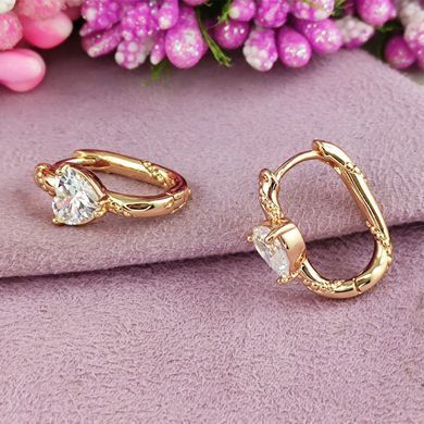 Серьги скоби Xuping Сердечки медицинское золото позолота 18К А/В 1-4035