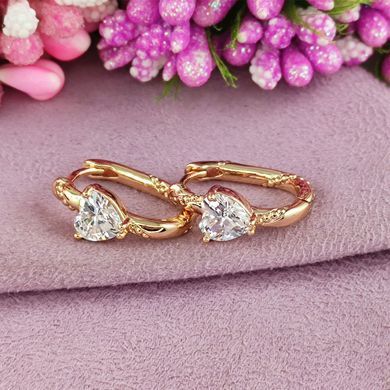 Серьги скоби Xuping Сердечки медицинское золото позолота 18К А/В 1-4035