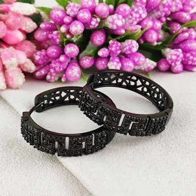 Серьги кольца Xuping медицинское золото позолота Black А/В 1-3472
