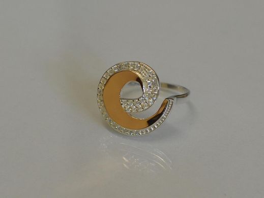 Кольцо серебряное с золотом 095к 15