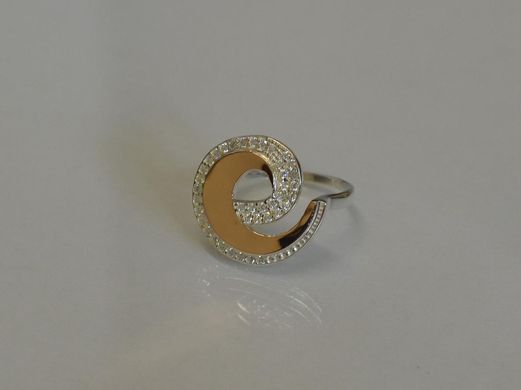 Кольцо серебряное с золотом 095к 15