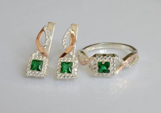 Серебряный комплект с золотыми пластинами 190 15